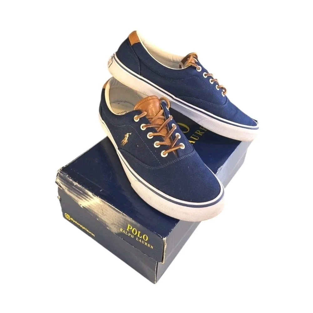 Polo Ralph Lauren Mens Keaton Shoes Size 11.5 Pony Navy Casual Sneakers